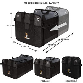 Tuff Viking Convertible SUV Trunk Organizer | Truck Bed Organizer for SUVs, Autos, Trucks and Jeeps with Tie Down Straps