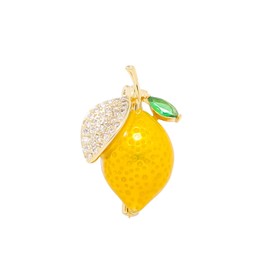coadipress Fruit Brooch Pin for Women Fashion Cute Enamel Fruit White Flower Green Leaf Strawberry Lemon Banana Rhinestone Brooch Birthday Party Clothes Backpack Accessories Jewelry (Lemon)