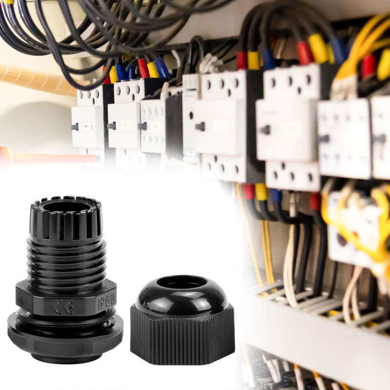 QWORK 1/2" NPT Nylon Cord Grip Cable Glands, Black 20-Pack,