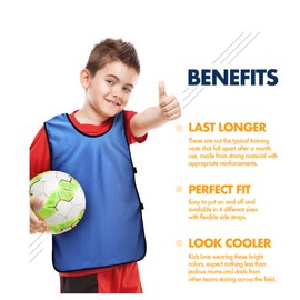 SportsRepublik Pinnies Scrimmage Vests for Kids, Youth and Adults (6-Pack) - Soccer Pennies