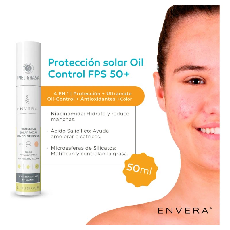 Duo Facial Protector Solar Light Oil Control + Barra Color