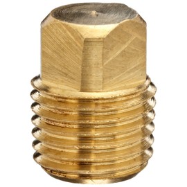 Anderson Metals Brass Pipe Fitting, Solid Square Head Plug, 1/8" Male Pipe