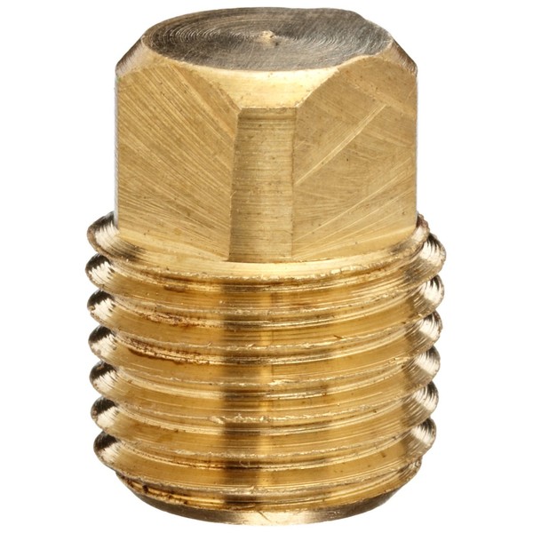 Anderson Metals Brass Pipe Fitting, Solid Square Head Plug, 1/8"