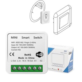 DEWIN Smart Wifi Schalter 16A Mini Smart Switch AC100-240V WLAN Lichtschalter Relaismodul TUYA APP Fernbedienung Google Home Alexa Sprachsteuerung