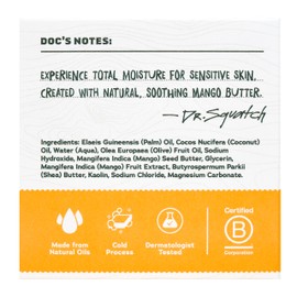 Dr. Squatch Dr. Squatch NEW Total Moisture Men's Bar Soap - 3-Pack Mango Butter - No Added Fragrance - Soothing Next-Level Nourishment - Formulated for Sensitive Skin - Non-Exfoliating
