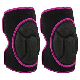 Knee Pads for Work, Protective Garden Kneeling Pads Anti-Slip Collision Avoidance Knee Sleeve for Women and Men, Multifunction Knee Caps for Gardening, Sport, Skating (Black with Pink Rim)