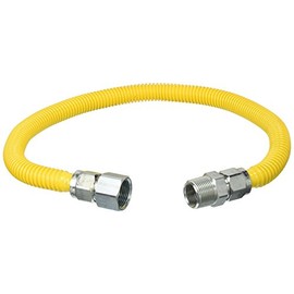 BrassCraft CSSB1412-36 ProCoat 1" FIP x 1" MIP x 36" Stainless Steel I.D Gas Connector 3/4" (255,900 BTU)