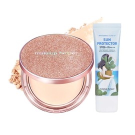 Makeup Helper 메이크업헬퍼 아트 팩트 로즈글리터 25g 화이트닝 톤업 선 프로텍터 (SPF50+/PA++++) 세트 Makeup Helper Art Pact Rose Glitter 25g Whitening Tone-Up Sun Protector (SPF50+/PA++++) Set
