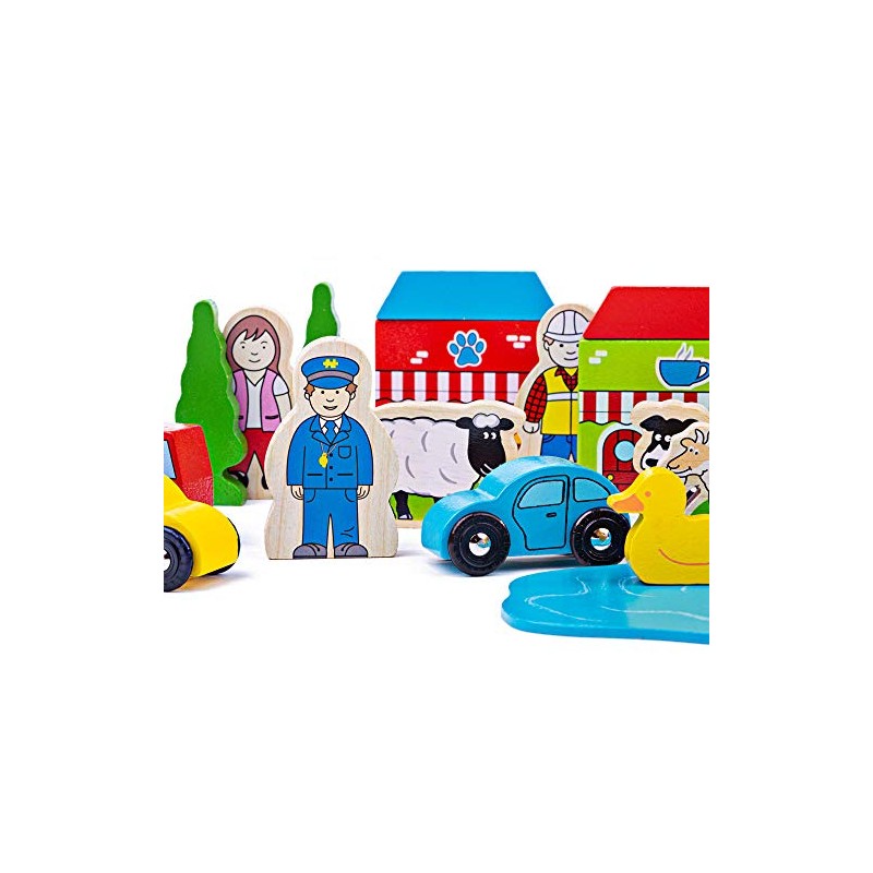 Bigjigs Rail Trackside Accessory Set - Wooden Train Set Accessories