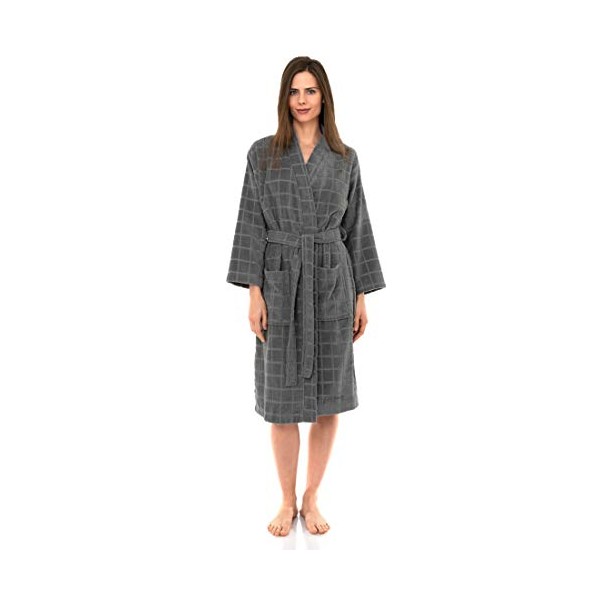 TowelSelections Women's Robe, Fleece Cotton Terry-Lined Water Absorbent Bathrobe X-Small/Small Frost Gray