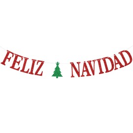 Spanish Feliz Navidad Banner, Merry Christmas, Merry & Bright, 2024 Christmas Eve Party Decorations Supplies