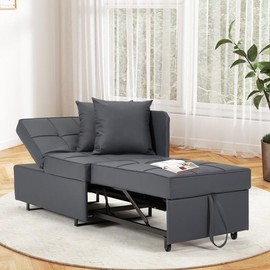 EROMMY 【Springtok】EROMMY Sleeper folding Lounge Chair Bed 3-in-1 Convertible Futon, Modern Design Multi-Functional Adjustable Reading Sofa Couch Bed with Linen Fabric, Interior ,Living Room Ergonomic Storage Furniture Minimal Recliner - Color: Style B (L