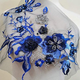 1 collar bordado hecho a mano para coser ropa, collar de encaje con cuello falso, accesorios de ropa, Azul Royal, 1