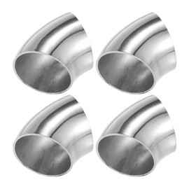 X AUTOHAUX 4 Pcs OD 1.5 Inch 45 Degree SS304 Stainless Steel Bend Tube Exhaust Elbow Pipe for Car Modified Exhaust System 1.5" Piping Silver Tone