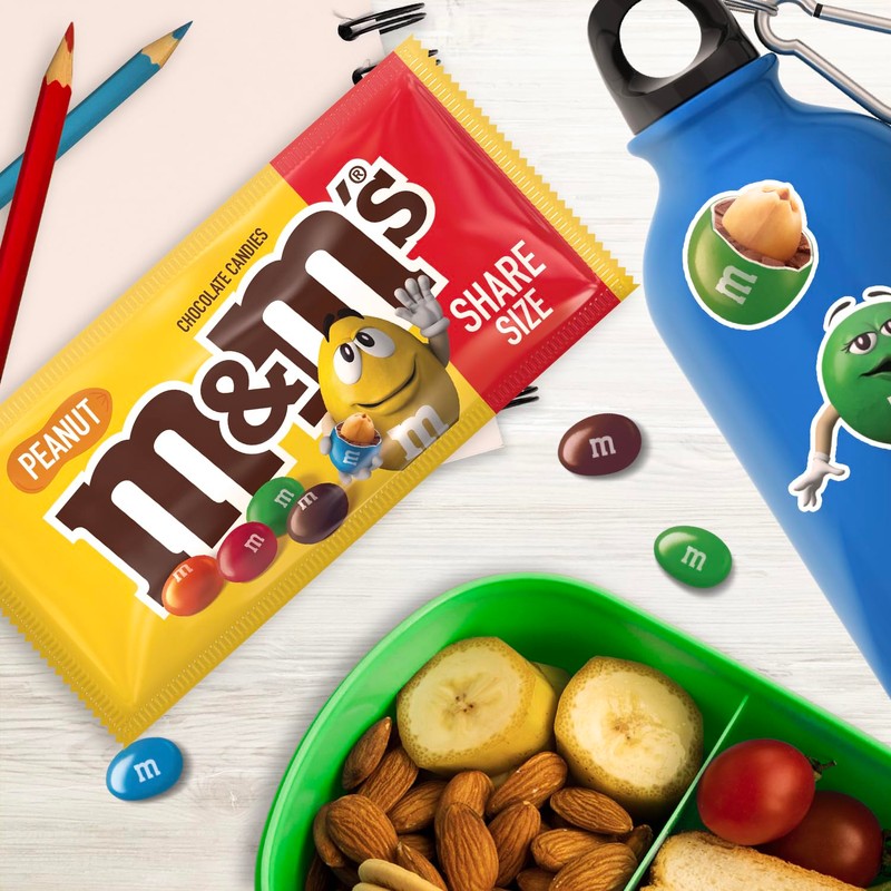 M&M'S Peanut Chocolate Candy Sharing Size 3.27-Ounce Pouch 24-Count Box
