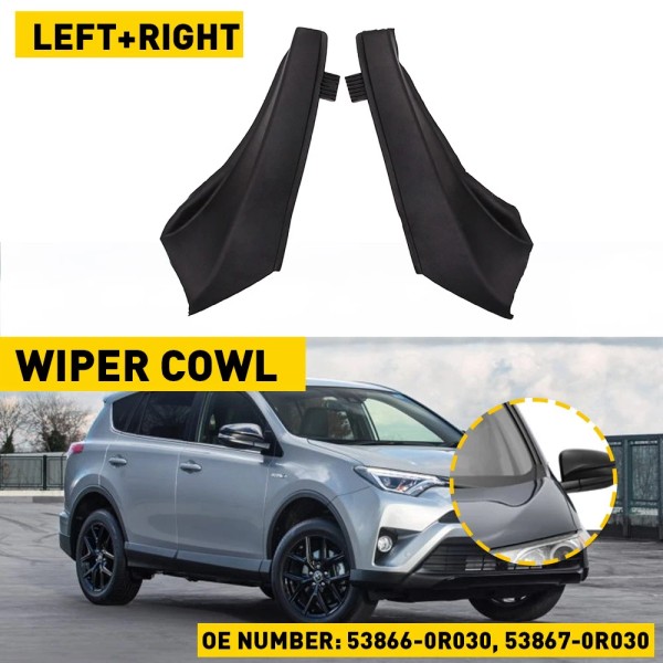 Unbranded 2X Front Wiper Side Cowl Extension Cover Trim Black
