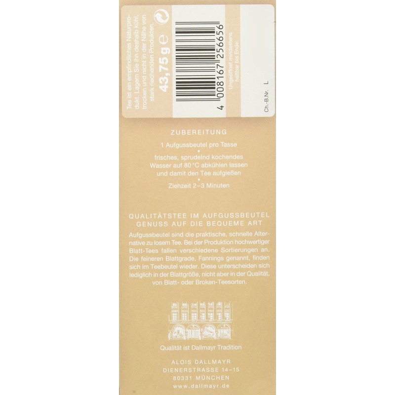 Dallmayr Tea Infusion Bag Green Tea Lemon 43.75 g