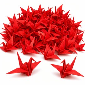VTOS Origami Paper Crane, 100 Pcs Premade Paper Origami Cranes Folded Handmade DIY Crane for Wedding, Birthday, Baby Shower, Home Decor (Red, 7*7cm)
