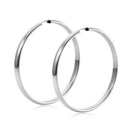 MATERIA by Matthias Wagner SO-466 Women's Earrings 925 Silver Hoop Earrings Large 48 mm - Silver Hoop Earrings 4 mm Wide, Sterling Silver