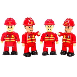 FUNERICA Toy Fireman Action Figures for Kids - Firefighter Figurines Community Helpers Toys - Little People Figures for Firefighter Toys, Fire Trucks, Fire Station Playset