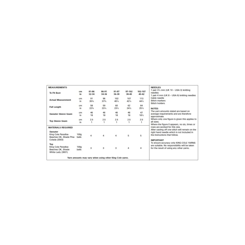 King Cole 5617 Knitting Pattern Womens Sweater and Top in