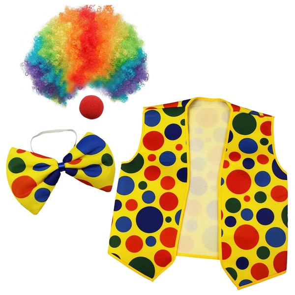 Luwqceu 4 Pack Clown Costume-Clown Nose Clown Wig Bow Tie