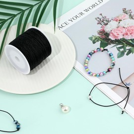 KALIONE 100 Yards Nylon String, Black Beading String, Black Necklace Cord, 1mm Thread String for Bracelet Making, Bracelet String for Bracelet Necklace Jewelry Lanyard Crafts DIY Making Supplies