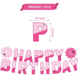 Ghost Spider Web Birthday Party Banner, Pink Spider Banner Flags Pre-strung Spider Web Birthday Flags Sign Party Supplies (pink)