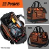 WELKINLAND 22-Pockets Hard Bottom Tool Bag, 14-Inch Waxed Canvas Tools