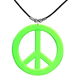 Widmann 50077 Halskette Hippie Erwachsene, Unisex, 60er-Jahre, Disco, Mottoparty, Karneval, Kostümzubehör, Einheitsgröße, Neongrün
