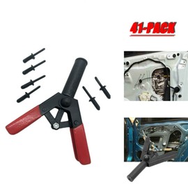 TINVHY 41-Pack Plastic Rivet Gun Quick Set, Rivet Tool for All Plastic Rivets Hand Tool Asorted Set, Perfect for Fastening Door Panels and Automotive Trim