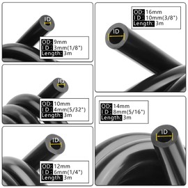 Vacuum Hose Automotive 10 FT 5PCS, 1/8" 5/32" 1/4" 5/16" 3/8" ID High Performance 130PSI, Vacuum Lines Automotive, Silicone Tubing Hose