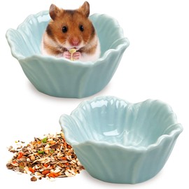 Tfwadmx 2 Pcs Hamster Food Bowl, Ceramic Pet Hamster Bowl Dwarf Hamster Food Bowl Feeder Hamster Water Rat Bowl Small Animal Food Dish for Golden Bears, Hedgehogs, Dutch Pigs, Parrots (Blue)