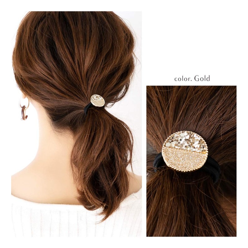 JewelVOX Hair Accessories, Hair Elastic, Stylish, Popular, Sequin, Lurex, Circle,
