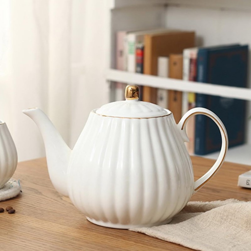 Alipis Ceramic Teapot Elegant White Tea Pot for Home Use