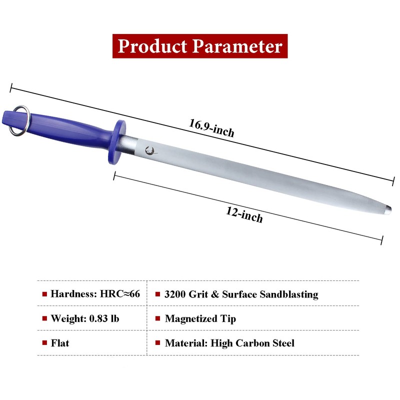 HIDAMOS Upgraded 12 Inch Honing Steel Magnetized Super Hardness Professional