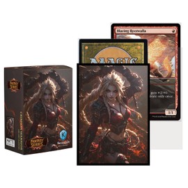 Katomula 100 MTG Card Sleeves with 100 Inner Sleeves, Textured Back Art Sleeves, Fit Standard Size Cards - Crimson Warrior