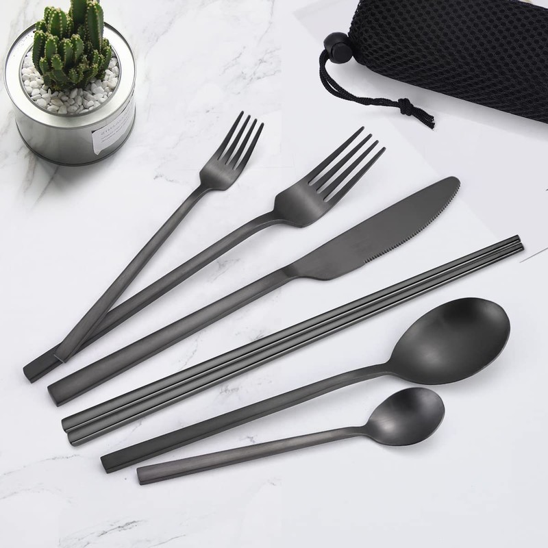 AARAINBOW 6 Pieces Stainless Steel Flatware Set Portable Reusable Cutlery