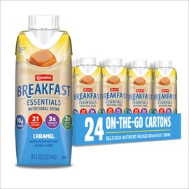 Carnation Breakfast Essentials Original Nutritional Drink, New Caramel Flavor, Ready-to-Drink, 10g Protein, Vitamins D & C, Key Nutrients for Immune Support, Gluten Free, Kosher, 8 FL OZ (24 Pack)
