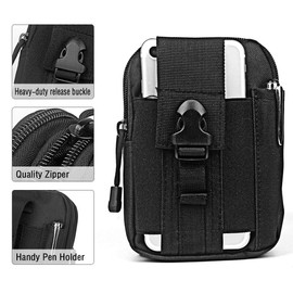 Tactical Molle Pouch EDC Men Belt Waist Bag Compact Outdoor Multipurpose Utility Gadget with Cell Phone Holster Holder