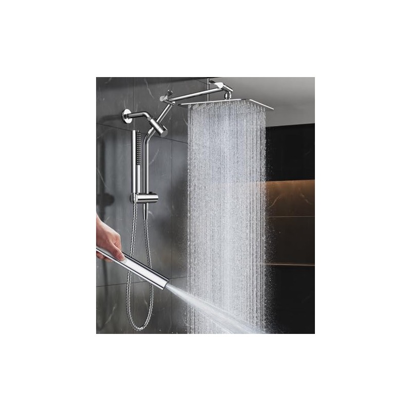 Veken All Metal 10"Luxurious Rain Shower Head with Handheld Spary,Power
