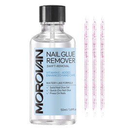 Morovan Nail Glue Remover for Press-On Nails: 50ML Fake Nails Remover for Acrylic Tips Fast Acting Adhesive Debonder Professional Formula for Nail Glue Low Odor Liquid for Quick Removal
