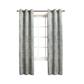 Sun Zero Clea Geometric Print Energy Efficient Grommet Curtain Panel, 40" x 84", Gray