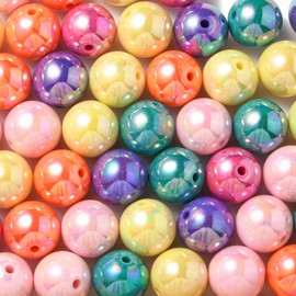 KitBeads 111pcs 20mm Random Round Chunky Bubblegum Round Ball Beads Colorful AB Round Acrylic Beads for Jewelry Making Necklace Bracelets Bulk
