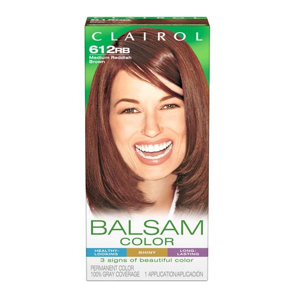 Clairol Balsam Permanent Hair Dye, 612RB Medium Reddish Brown Hair Color, 1 Count