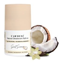 Carmesi Natural UnderArms Roll On Deodorant for Women | 95% Natural + 5% Essential Ingredients | For Fresh Underarms All Day | No Alcohol & Aluminium | Sweet Summer | 50 ml