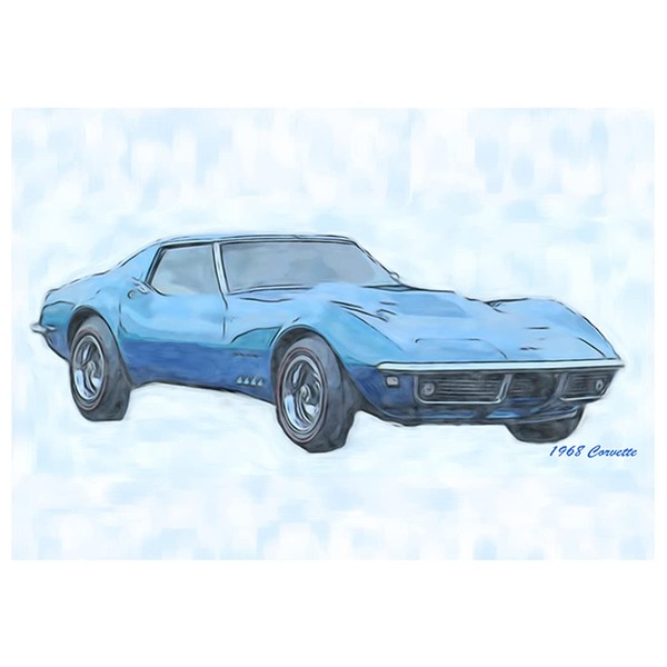 Will Davis Studios 1968 Corvette Fine Art Photography Father's Day Greeting Card (Inside Reads: Happy Father's Day!), 5 X 7
