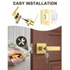 Tinewa 2 Pack Brushed Gold Entry Door Levers with Lock