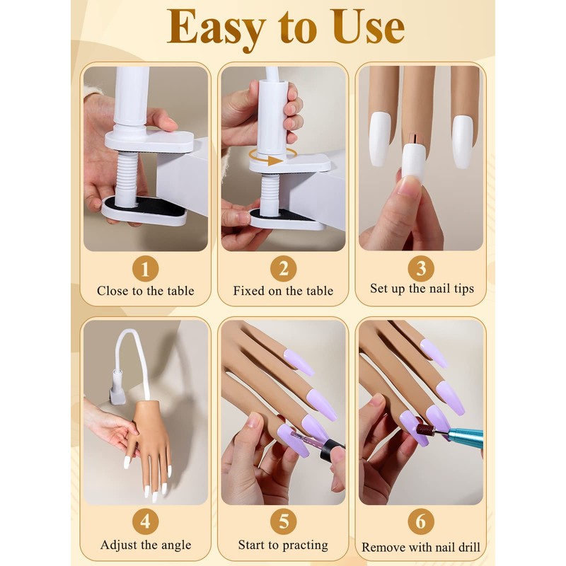 Practice Hand for Acrylic Nails, Nail Tips Never Fall Off