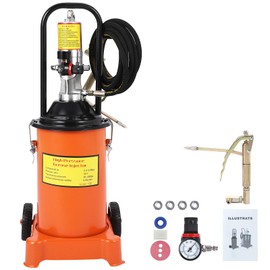 EcoExplorer 3 Gallon Grease Pump, Heavy Duty Bucket Grease Pump with 13ft High Pressure Hose and Grease Gun, Portable Pneumatic Grease Pump with Wheels for Construction